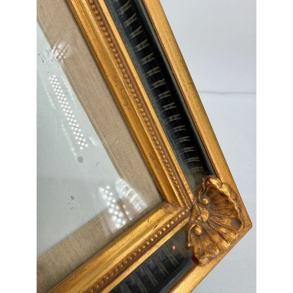 Burnes of Boston Picture Frame Gold Black Ornate Shell Corner Scrollwork Baroque